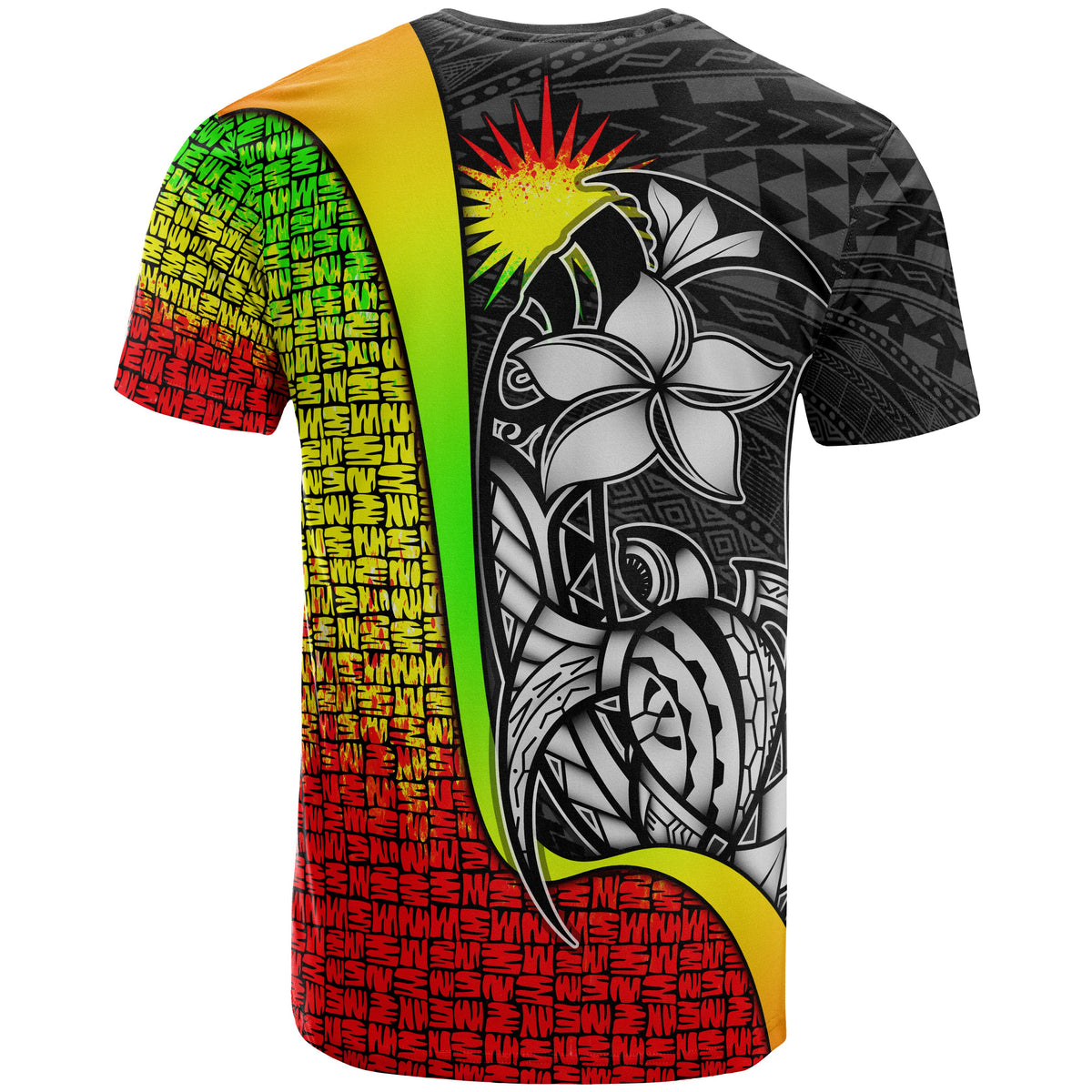 Marshall Islands Polynesian Custom T Shirt Reggae Turtle with Hook - Polynesian Pride