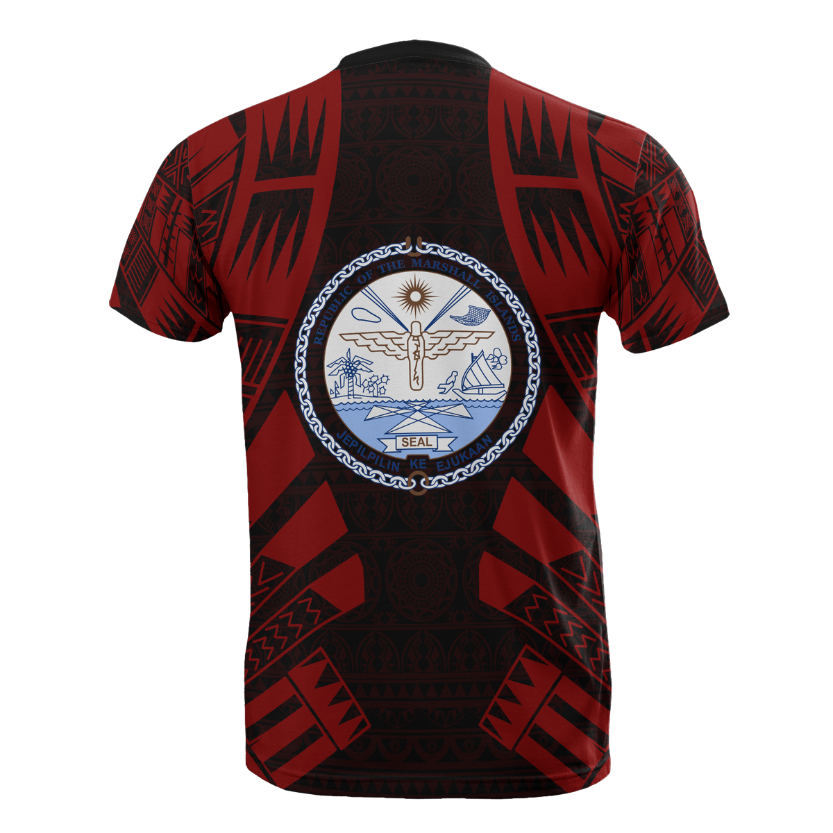 Marshall Islands T Shirt Marshall Islands Seal Polynesian Tattoo Red Style - Polynesian Pride