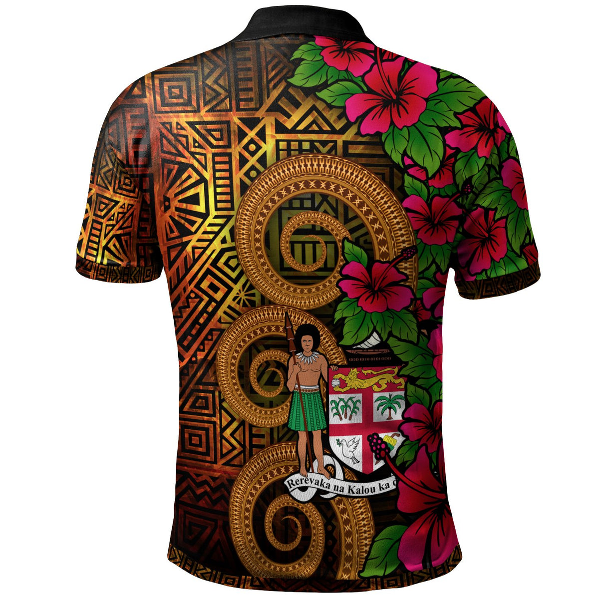 Fiji Polynesian Custom Polo Shirt Hibiscus Vintage - Polynesian Pride