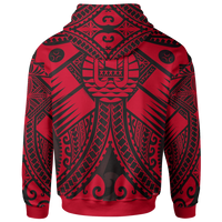 Tahiti Hoodie Red Seal with Polynesian Tattoo - Polynesian Pride