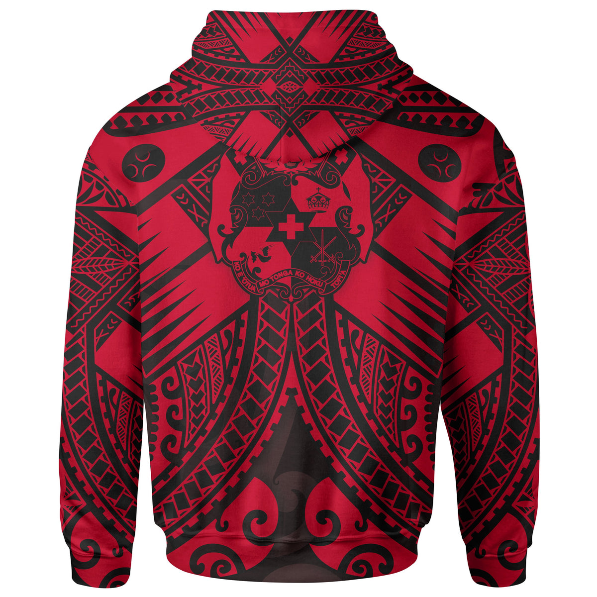 Tonga Polynesian Hoodie Tonga Red Seal with Polynesian tattoo - Polynesian Pride