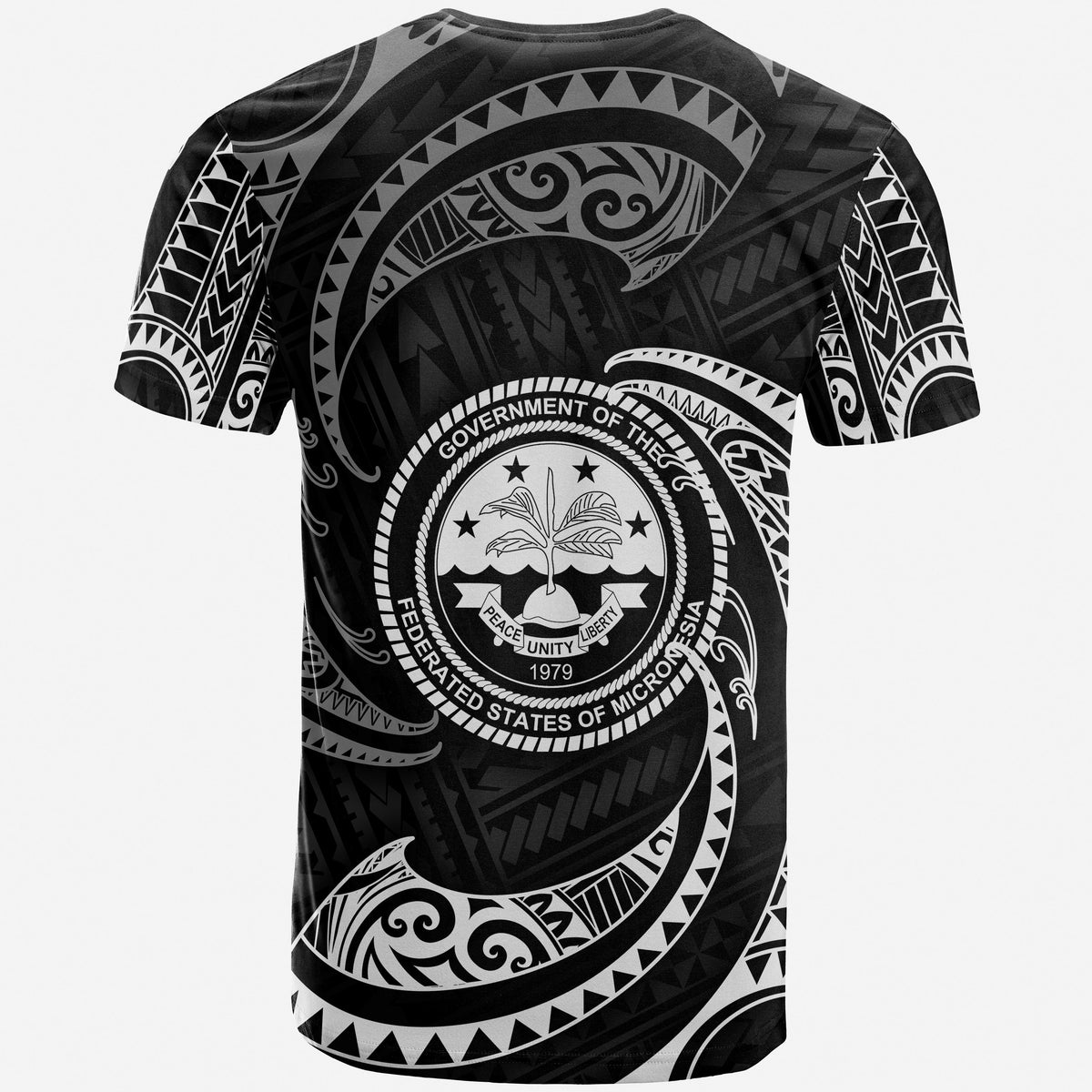 Federated States of Micronesia T Shirt White Tribal Wave - Polynesian Pride