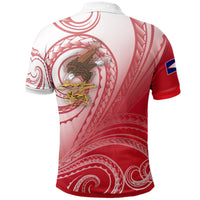 American Samoa Polynesian Polo Shirt Bald Eagle (Red) - Polynesian Pride