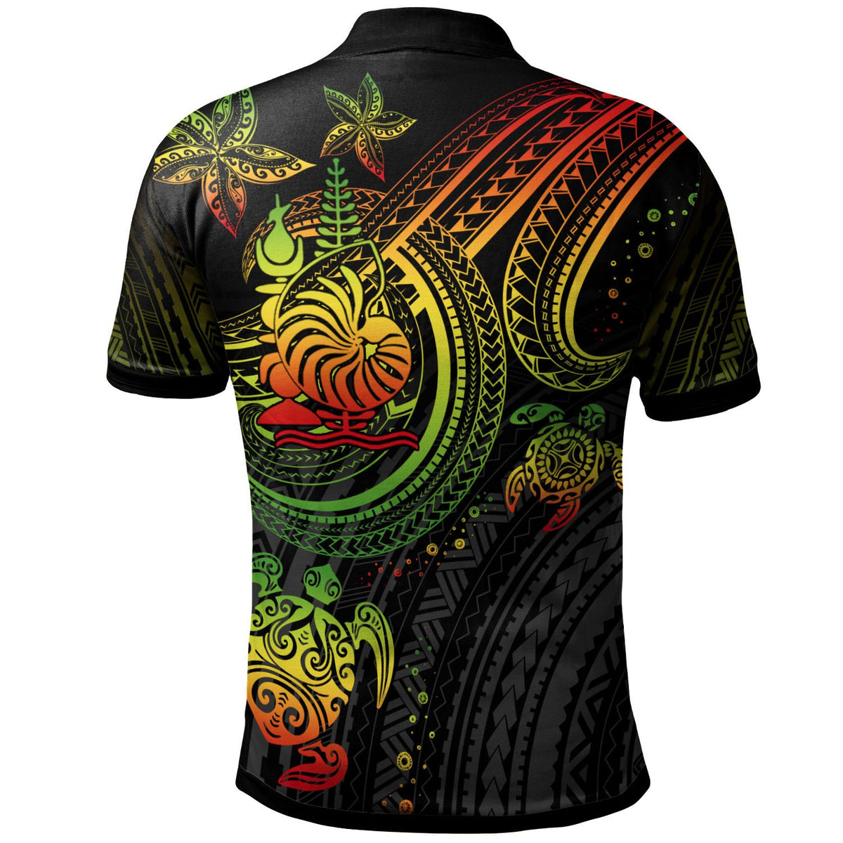 New Caledonia Custom Polo Shirt Reggae Turtle - Polynesian Pride