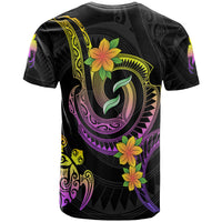 Papua New Guinea Custom T Shirt Plumeria Flowers with Spiral Patterns - Polynesian Pride