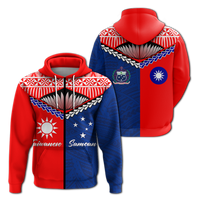 Taiwanese Combine Samoan Pride Hoodie LT12 Zip Hoodie Blue - Polynesian Pride