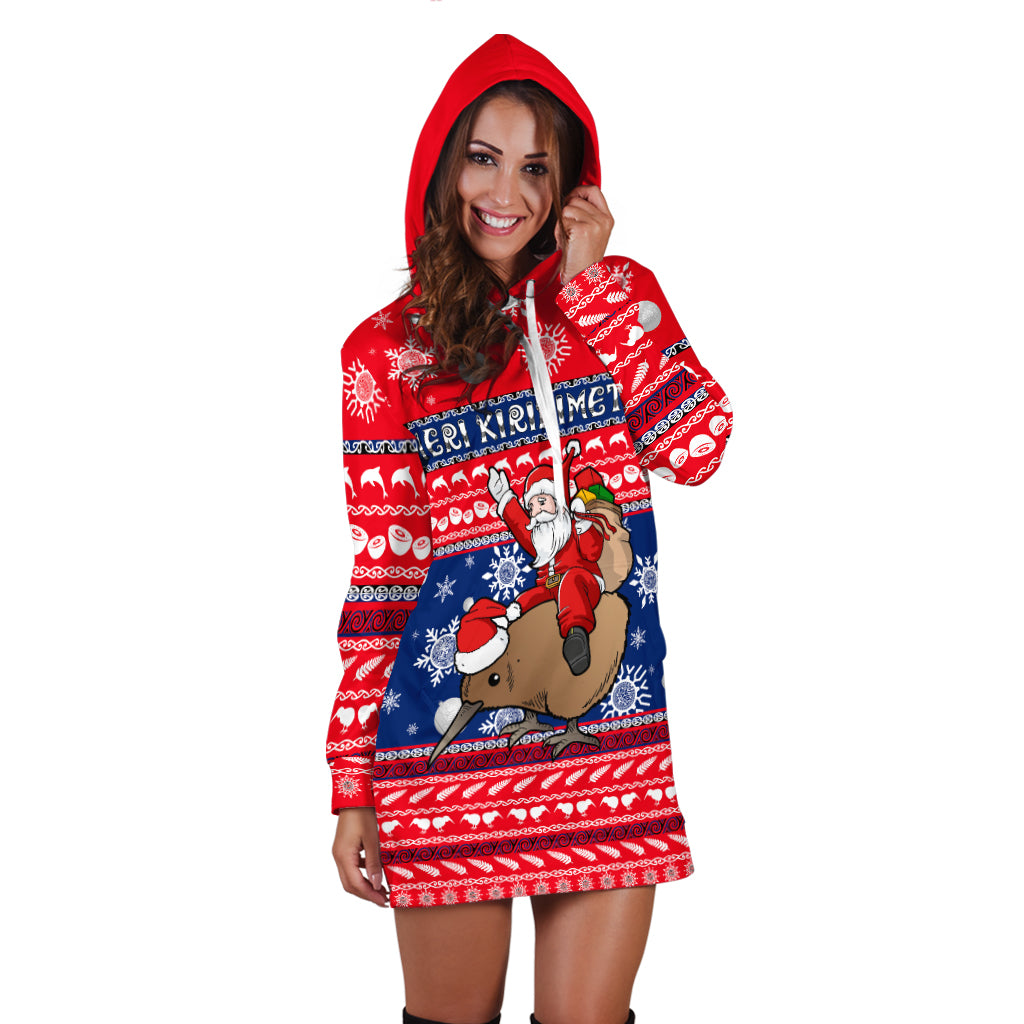 New Zealand Maori Meri Kirihimete Hoodie Dress - LT2 - Polynesian Pride