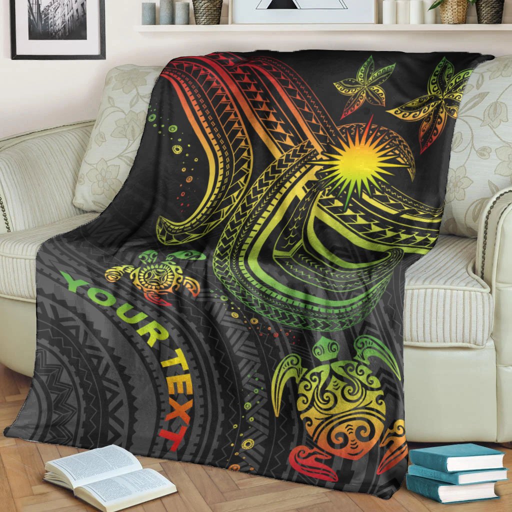 Marshall Islands Custom Personalised Premium Blanket - Reggae Turtle - Polynesian Pride