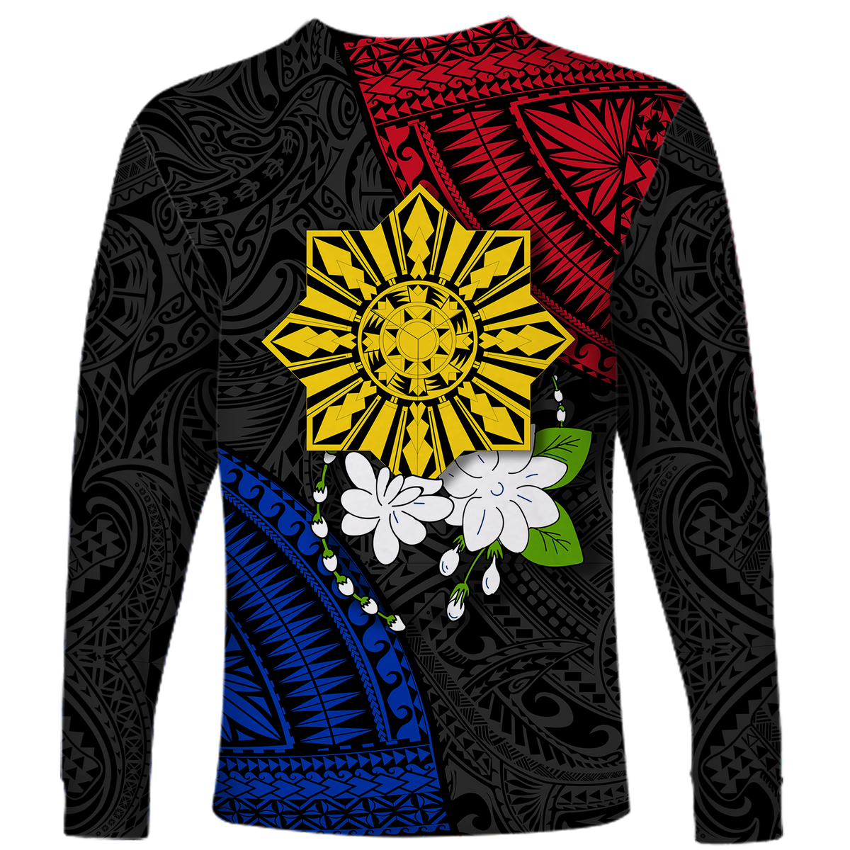 (Custom Personalised) Philippines Sampaguita Filipino Sun Long Sleeve Shirt - LT12 - Polynesian Pride