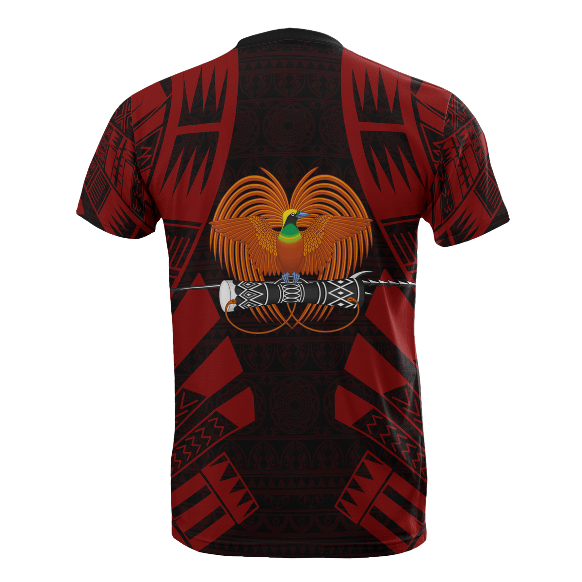 Papua New Guinea T Shirt Papua New Guinea Coat Of Arms Polynesian Tattoo Red Style - Polynesian Pride