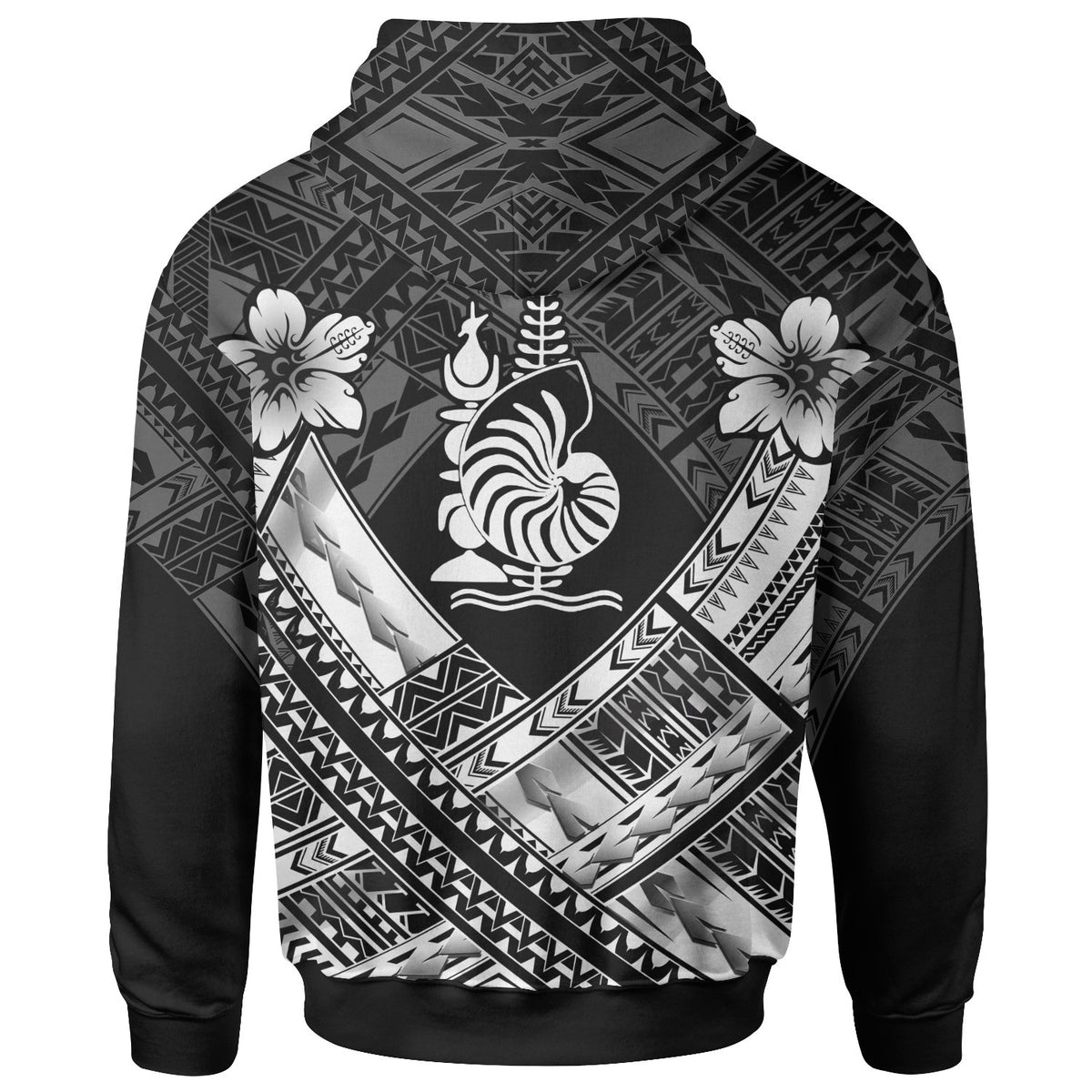 New Caledonia Polynesian Custom Zip up Hoodie New Caledonia White Seal Camisole Hibiscus Style - Polynesian Pride