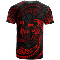 Fiji Polynesian Custom T Shirt Red Tribal Wave - Polynesian Pride