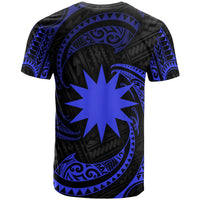 Nauru Polynesian Custom T Shirt Blue Tribal Wave - Polynesian Pride