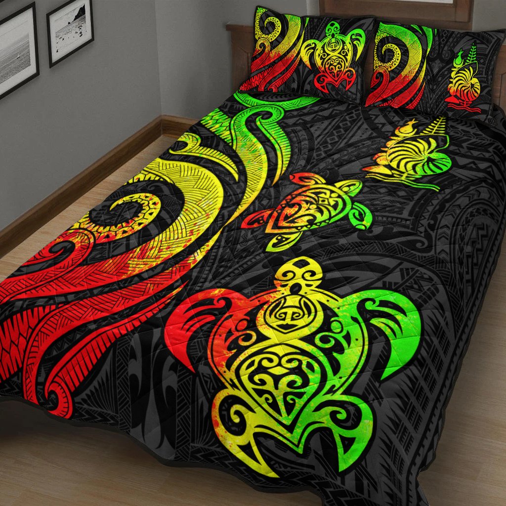 New Caledonia Quilt Bed Set - Reggae Tentacle Turtle - Polynesian Pride