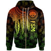 Federated States of Micronesia Zip up Hoodie Polynesian Wings (Reggae) Unisex Reggae - Polynesian Pride