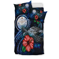 Marshall Islands Polynesian Bedding Set - Blue Turtle Hibiscus - Polynesian Pride