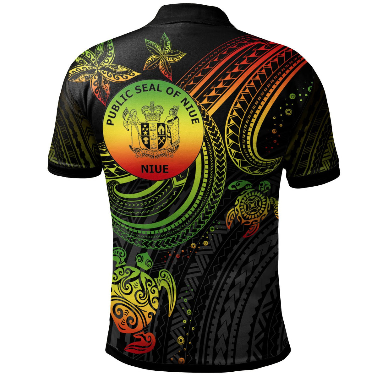 Niue Custom Polo Shirt Reggae Turtle - Polynesian Pride