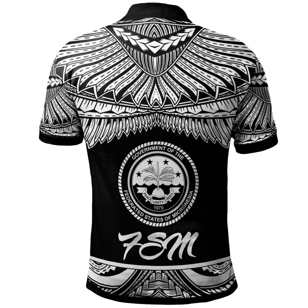 Federated States of Micronesia Custom Polo Shirt Polynesian Tattoo White Version - Polynesian Pride
