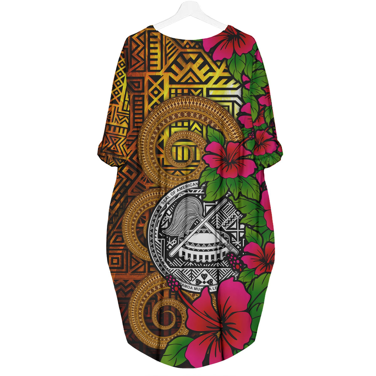American Samoa Polynesian Batwing Pocket Dress - Hibiscus Vintage - Polynesian Pride