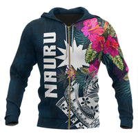 Nauru Zip up Hoodie Summer Vibes Unisex Blue - Polynesian Pride