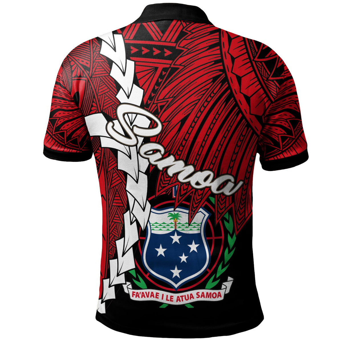 Samoa Polynesian Custom Polo Tribal Wave Tattoo Flag Color - Polynesian Pride