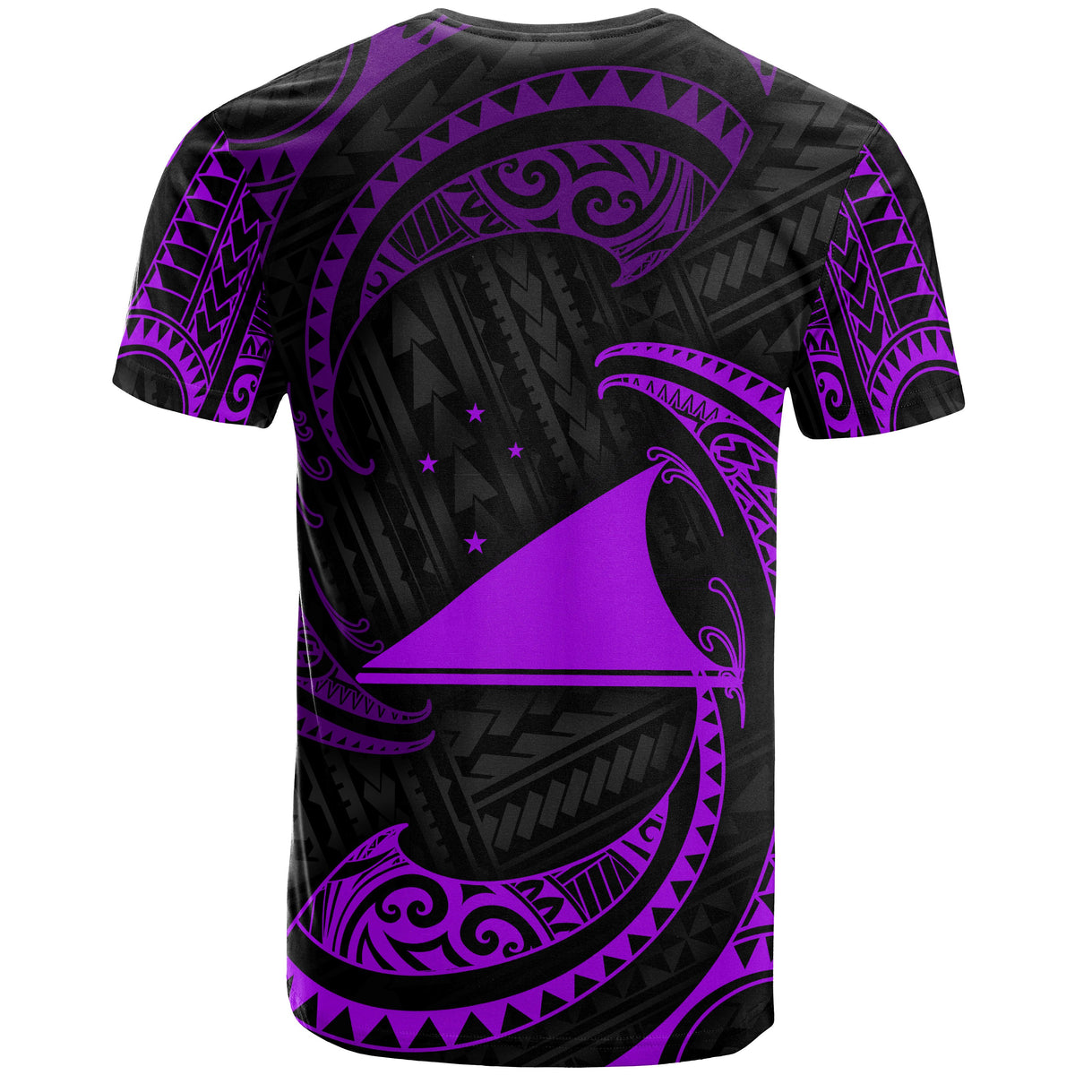 Tokelau Polynesian All Over T Shirt Purple Tribal Wave - Polynesian Pride