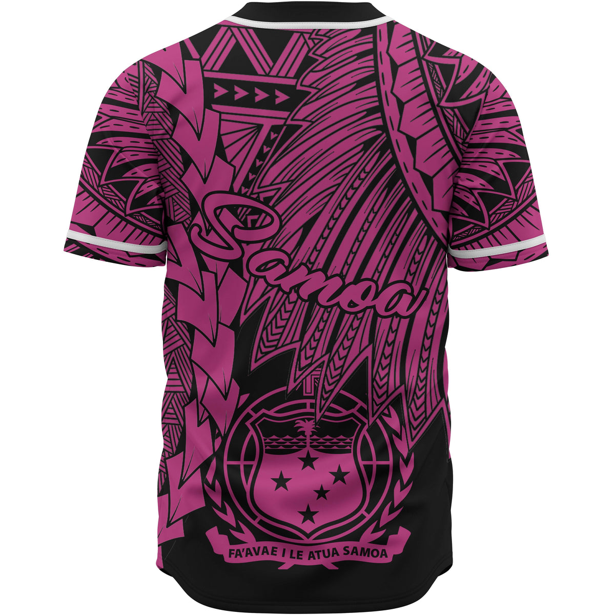 Samoa Polynesian Baseball Shirt - Tribal Wave Tattoo Pink - Polynesian Pride