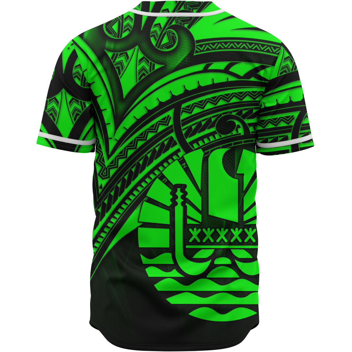 French Polynesia Baseball Shirt - Green Color Cross Style - Polynesian Pride