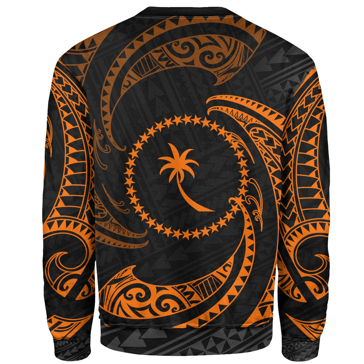 Chuuk Polynesian Sweater - Orange Tribal Wave - Polynesian Pride