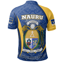 Nauru Polo Shirt Nauru Flag Coat Of Arms (Blue) - Polynesian Pride