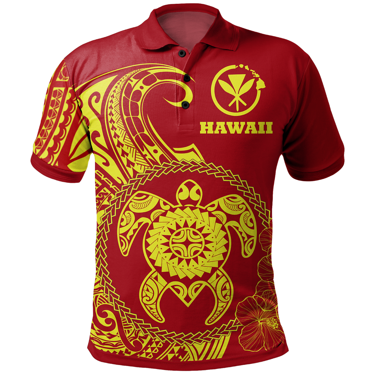 Hawaii Polynesian Polo Shirt Vintage Polynesian Turtle (Red) Unisex Red - Polynesian Pride