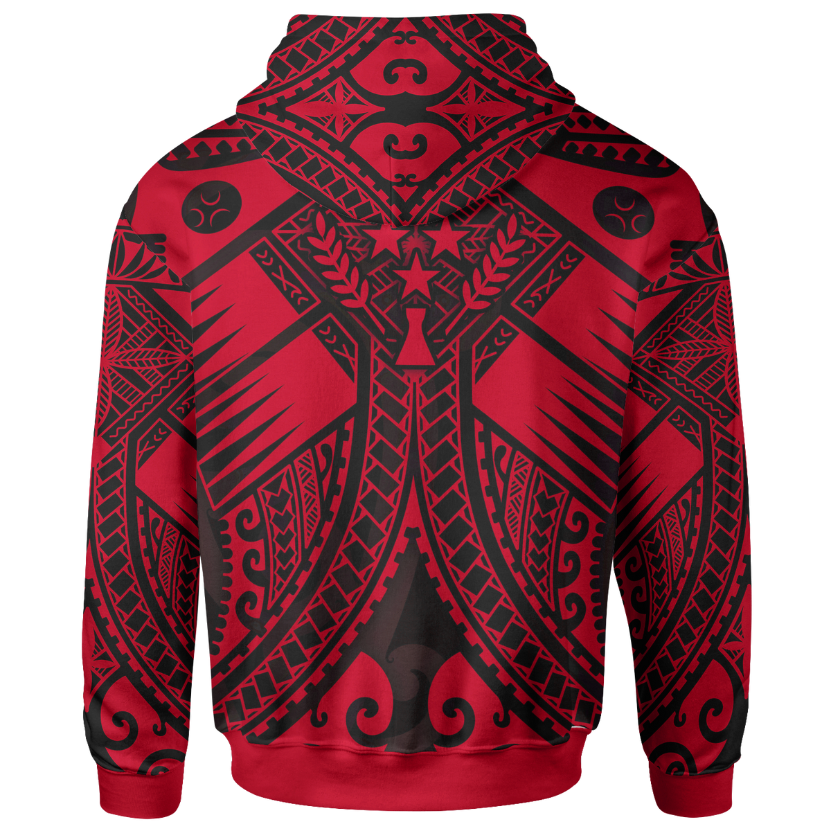 Kosrae Zip up Hoodie Red Seal with Polynesian Tattoo - Polynesian Pride