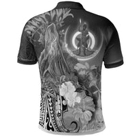 Vanuatu Custom Polo Shirt Humpback Whale with Tropical Flowers (White) - Polynesian Pride