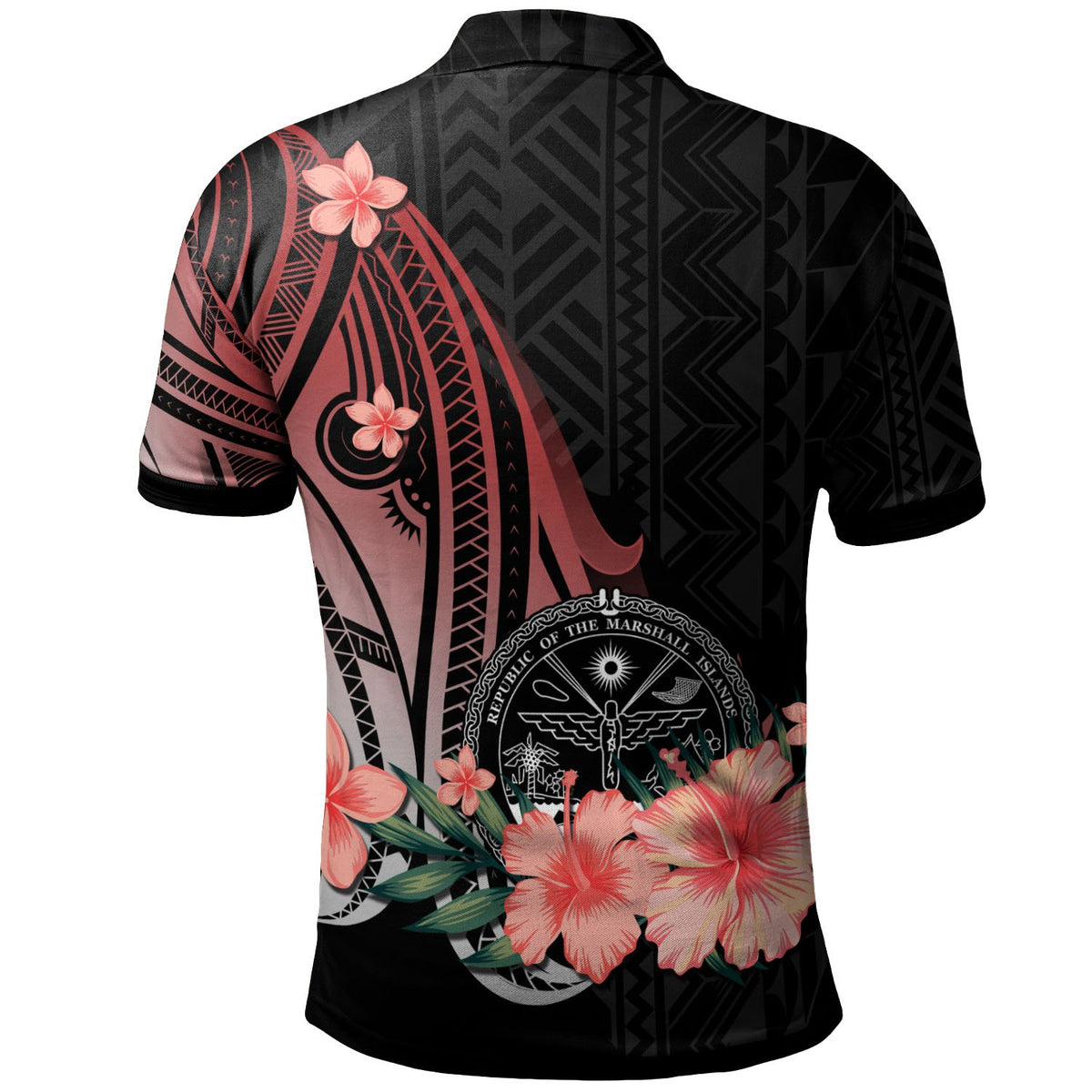 Marshall Islands Custom Polo Shirt Red Polynesian Hibiscus Pattern Style - Polynesian Pride