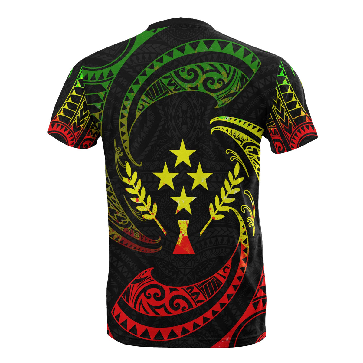 Kosrae Micronesia All Over T Shirt Reggae Tribal Wave - Polynesian Pride