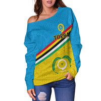 Vanuatu Torba Province Women's Off Shoulder Sweaters - Flag Style - LT12 - Polynesian Pride