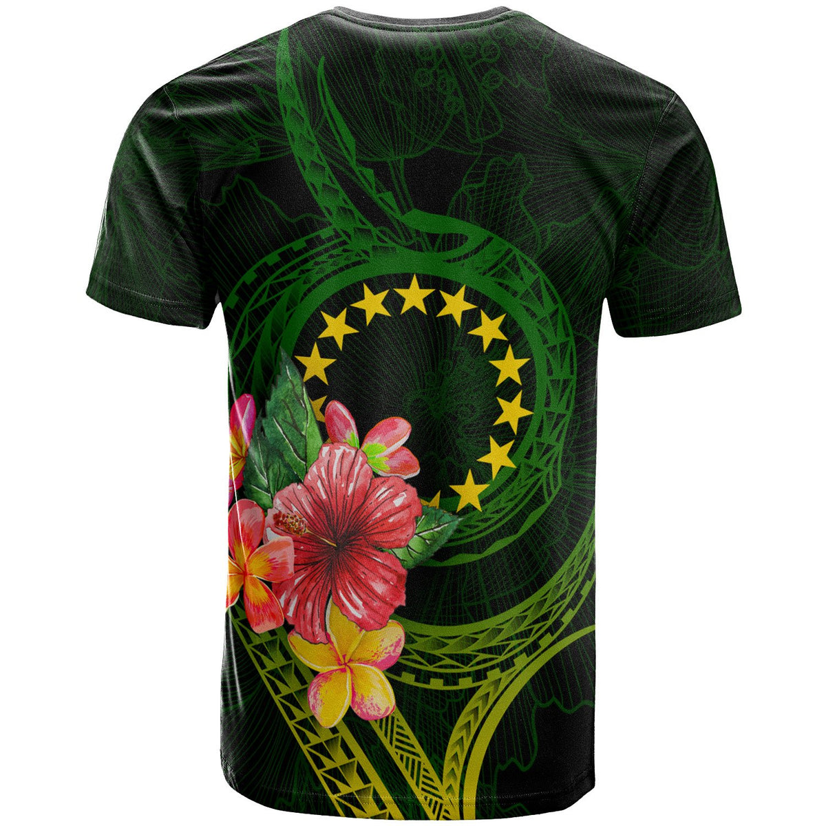 Cook Islands Polynesian Custom T Shirt Floral With Seal Flag Color - Polynesian Pride