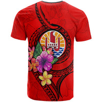 Tahiti Polynesian T Shirt Floral With Seal Red - Polynesian Pride