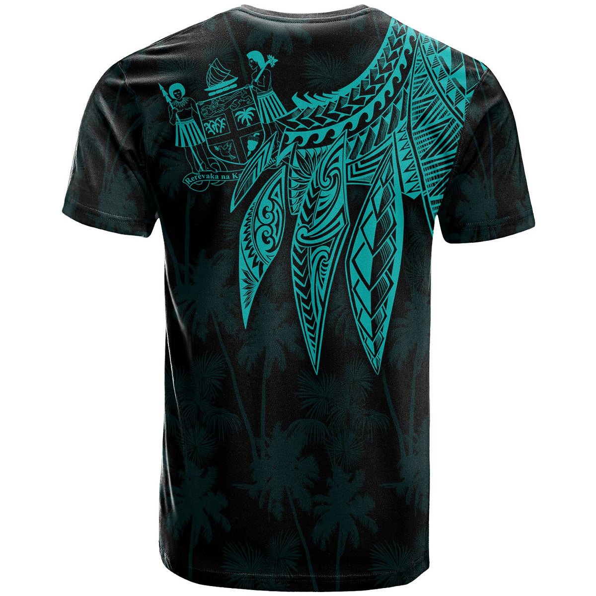 Fiji T Shirt Polynesian Wings (Turquoise) - Polynesian Pride
