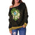 Guam Women's Off Shoulder Sweater - Polynesian Gold Patterns Collection - Polynesian Pride