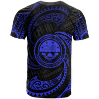 Federated States of Micronesia Custom T Shirt Blue Tribal Wave - Polynesian Pride