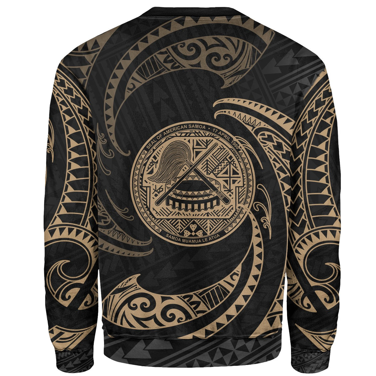 American Samoa Polynesian Custom Personalised Sweater - Gold Tribal Wave - Polynesian Pride