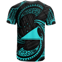 Tokelau Polynesian Custom T Shirt Neon Blue Tribal Wave - Polynesian Pride
