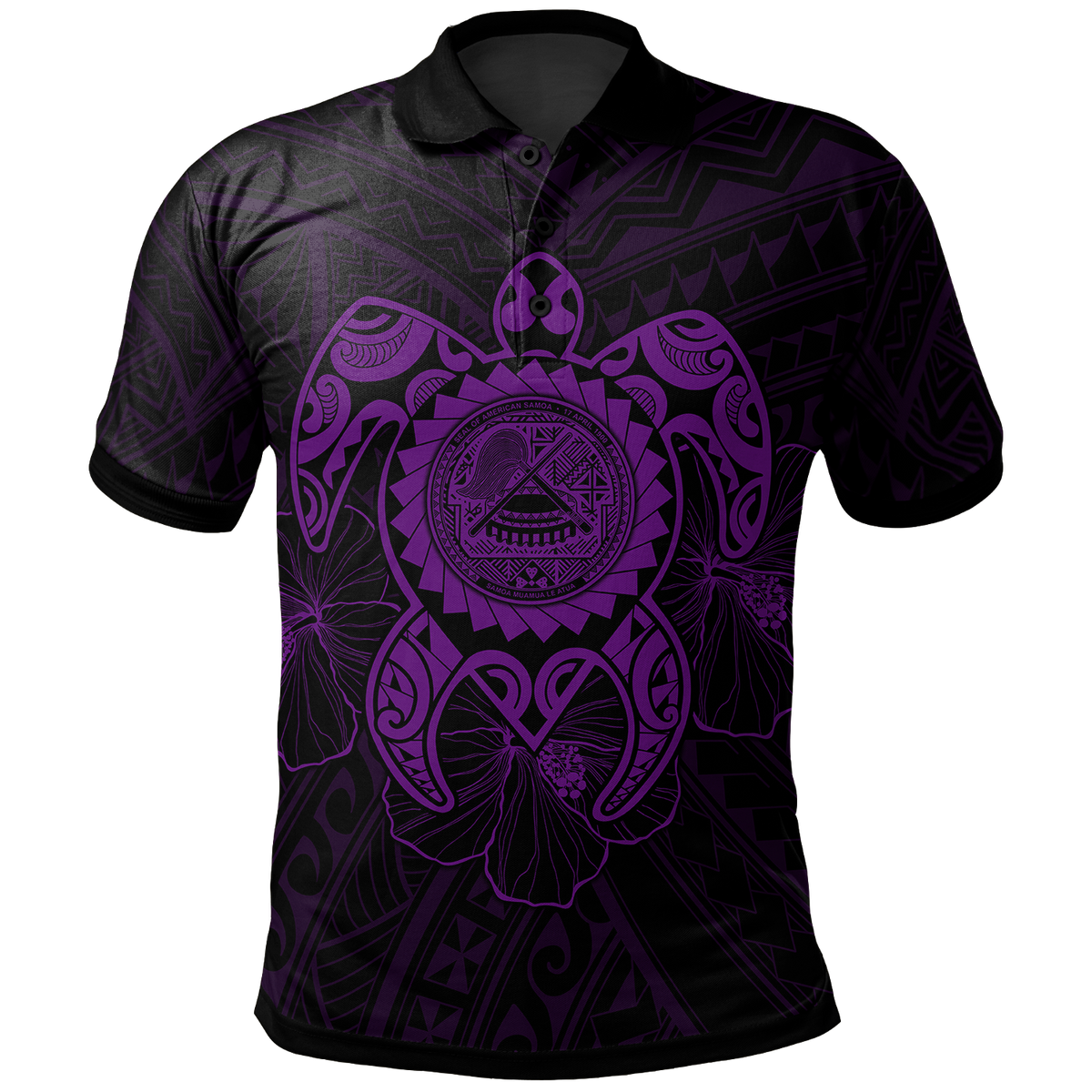 American Samoa Polynesian Polo Shirt Vintage Polynesian Turtle (Purple) Unisex Purple - Polynesian Pride