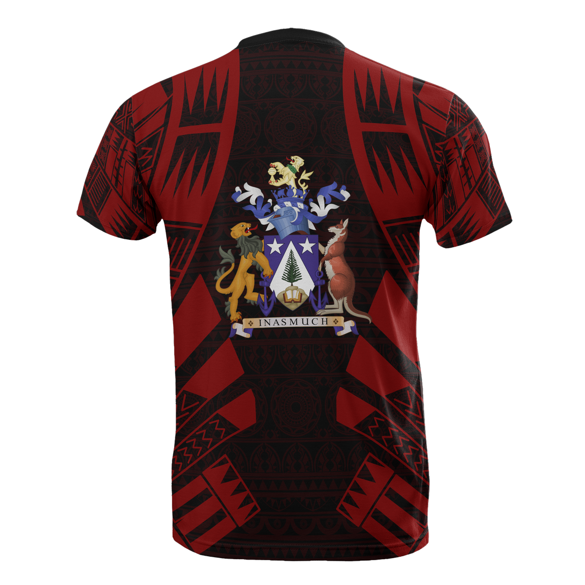 Norfolk Island T Shirt Norfolk Island Coat Of Arms Polynesian Tattoo Red Style - Polynesian Pride