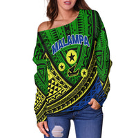 (Custom Personalised) Vanuatu Malampa Province Tribal Pattern Women Off Shoulder Sweater - LT12 - Polynesian Pride