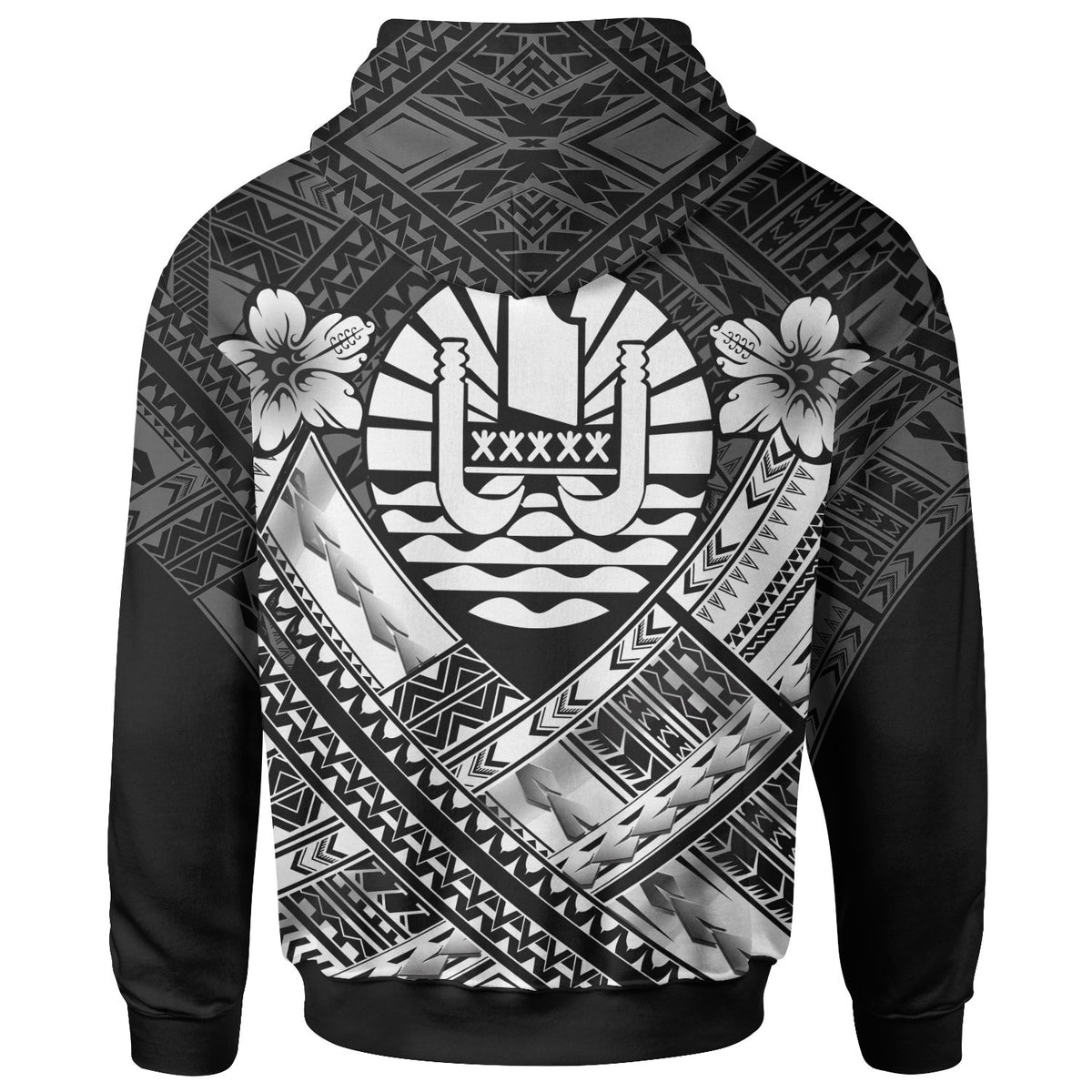 Tahiti Custom Polynesian Zip up Hoodie Tahiti White Seal Camisole Hibiscus Style - Polynesian Pride