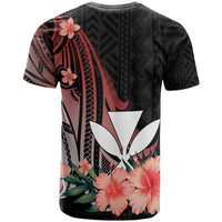 Kanaka Maoli Custom T Shirt Red Polynesian Hibiscus Pattern Style - Polynesian Pride