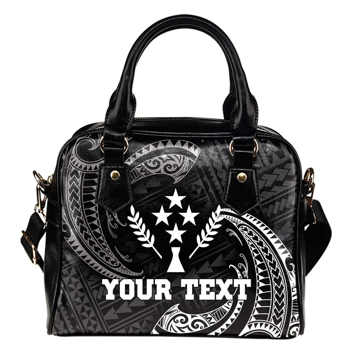 Kosrae Micronesia Custom Personalised Shoulder Handbag - White Tribal Wave One Size Black - Polynesian Pride