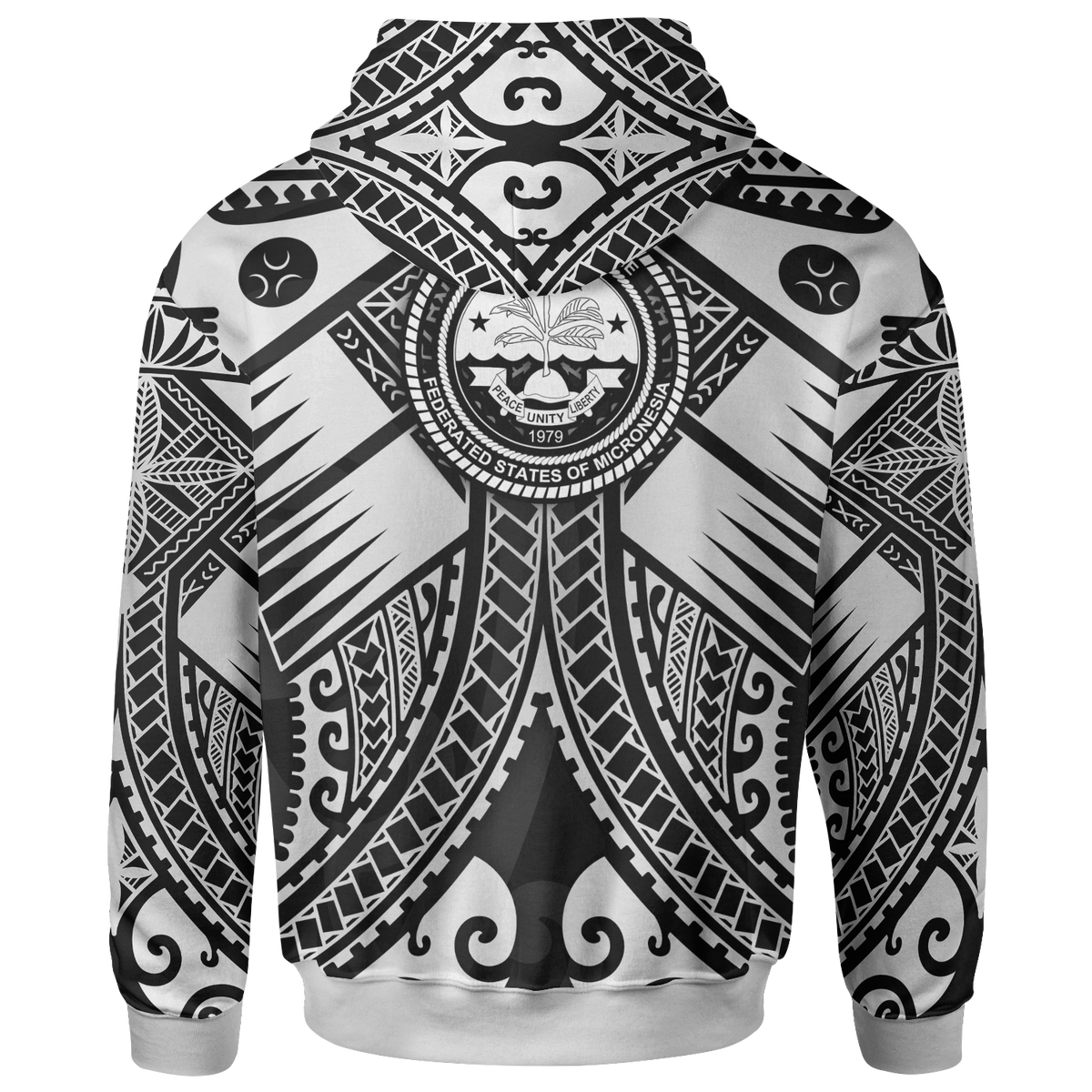 FSM Zip up Hoodie White Seal with Polynesian Tattoo - Polynesian Pride